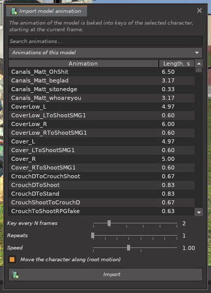 Import model animation