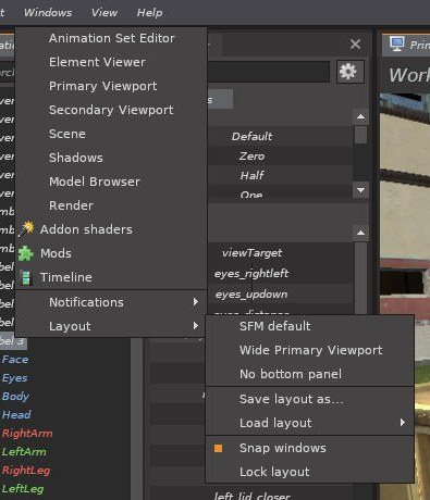 Windows → Layout menu