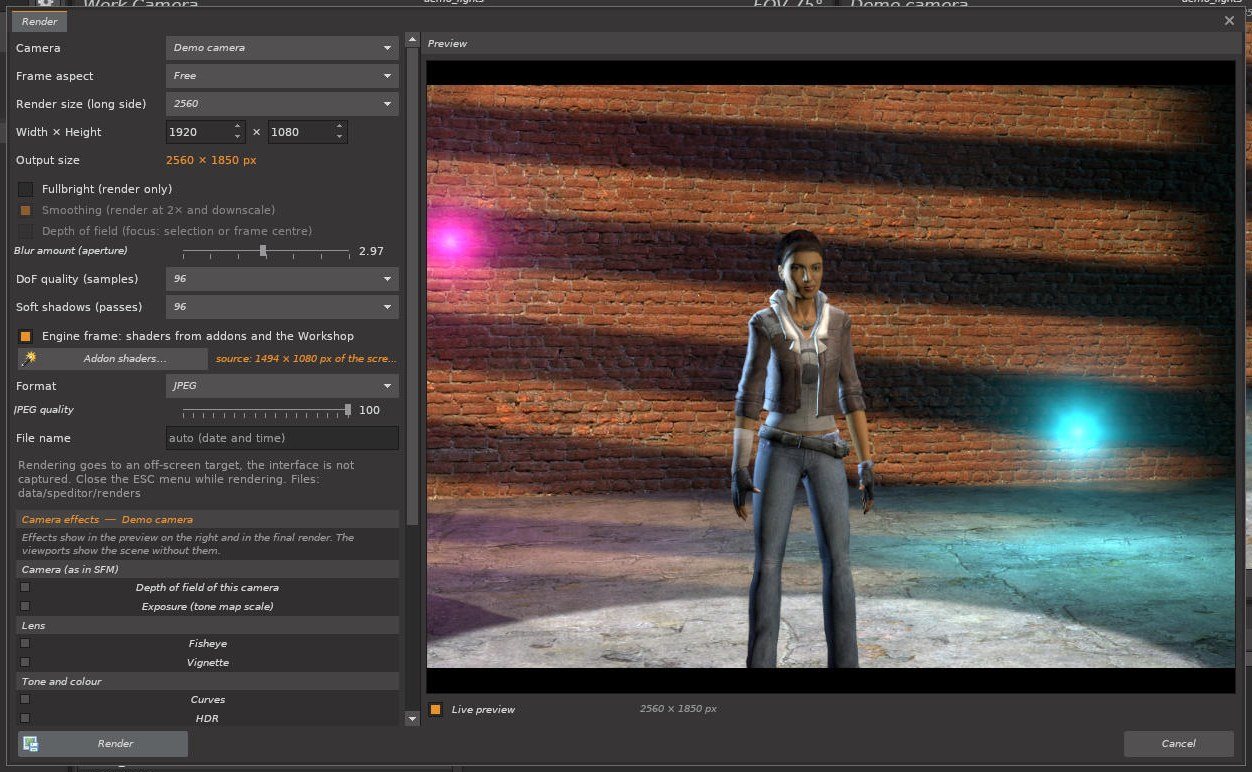 Render window, still scene