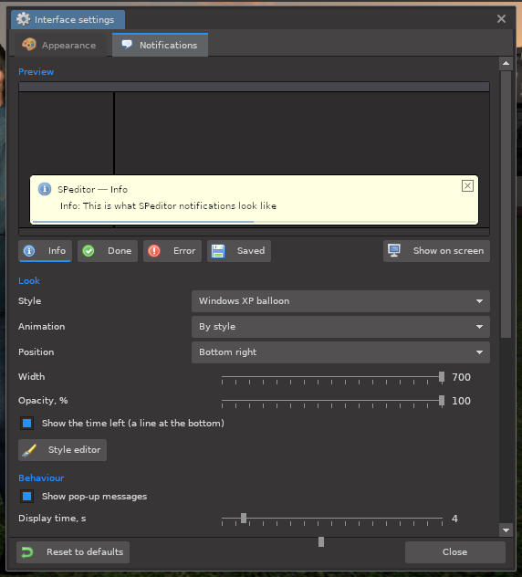 Notification settings
