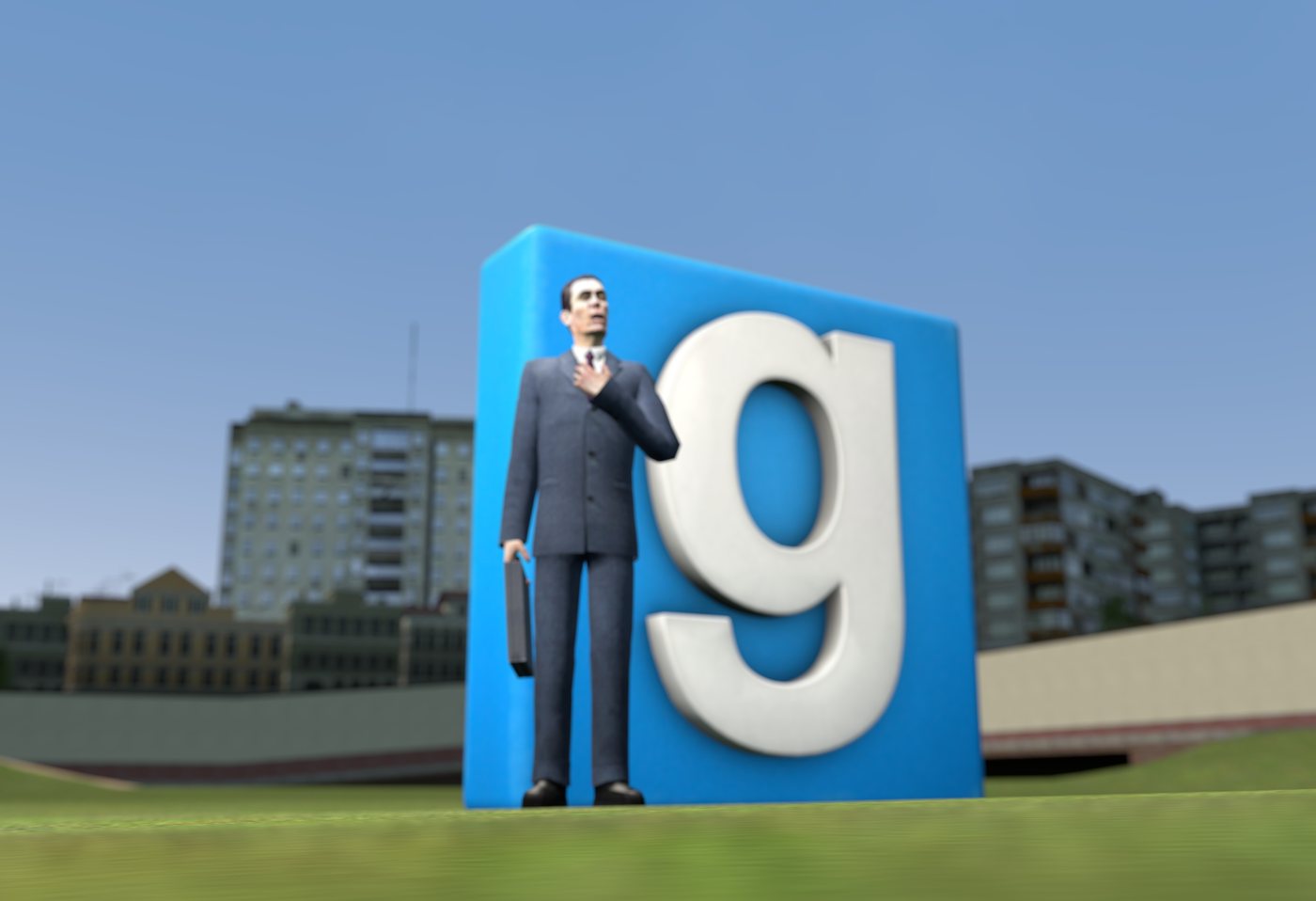 Render: G-Man and the GMod logo